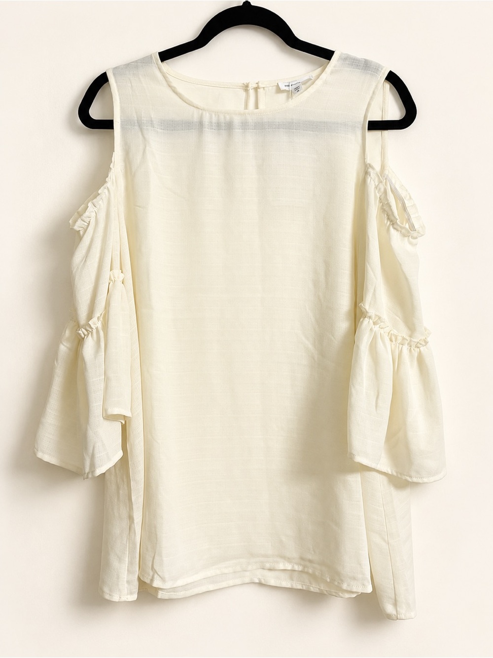 Mittoshop Ivory Cold Shoulder Ruffle Sleeve Blouse NWT Size M